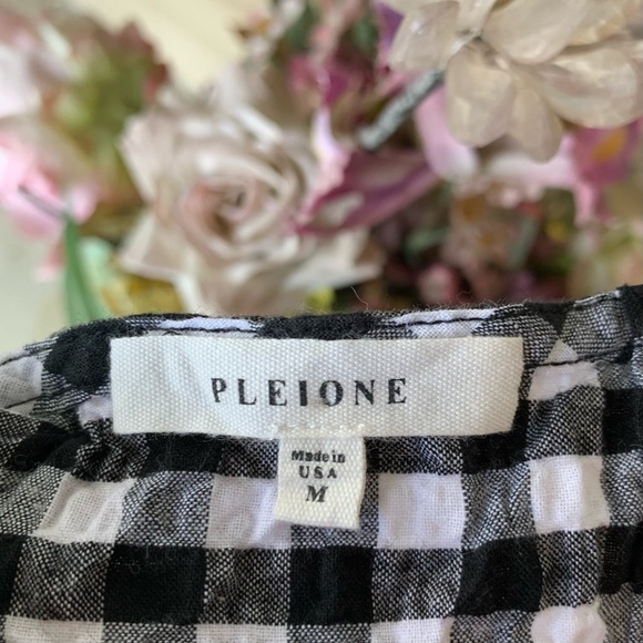 •Pleione• Gingham Tie Back Short Sleeve Top-Size M - Picture 2 of 11